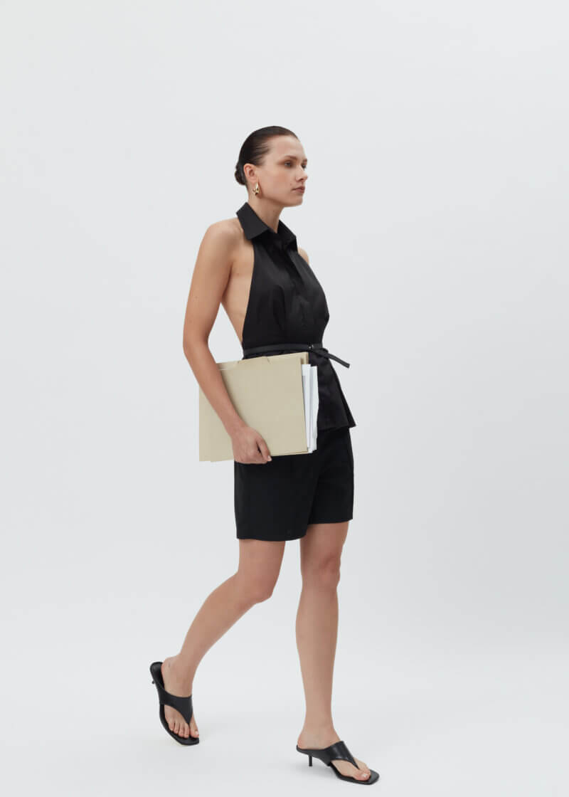 Halter Neck Black Shirt